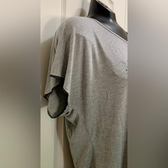 Extra Soft Heather Grey Sz. M Tie-waist Black contrast Paris Eiffel Je T’aime - Picture 6 of 11